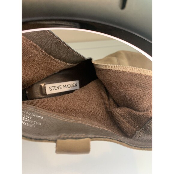 Steve Madden Ruling Taupe Leather Suede High Heel Ankle boots Size 10 - Picture 9 of 9